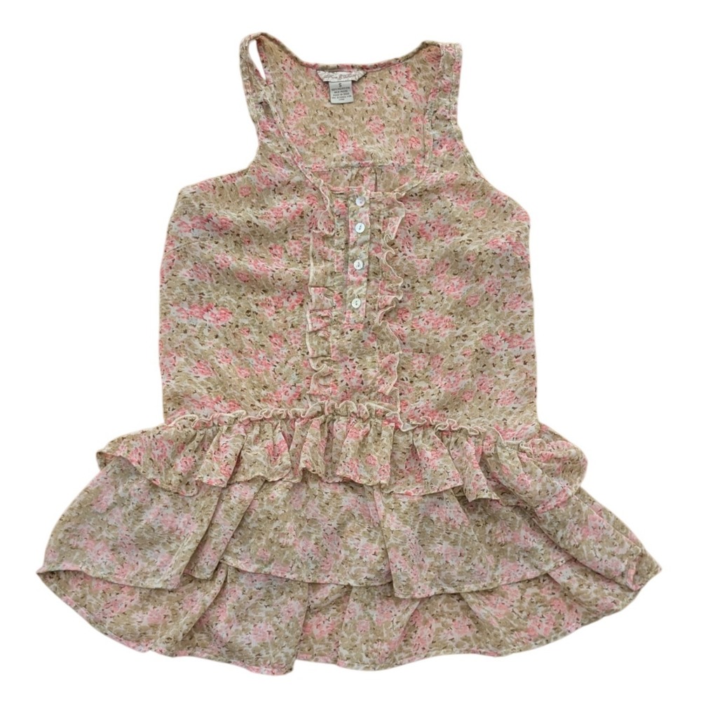 Fun & Flirt Top Floral Ruffle Flowy Tiered Cute‎ Cottage Fairy Women's Small